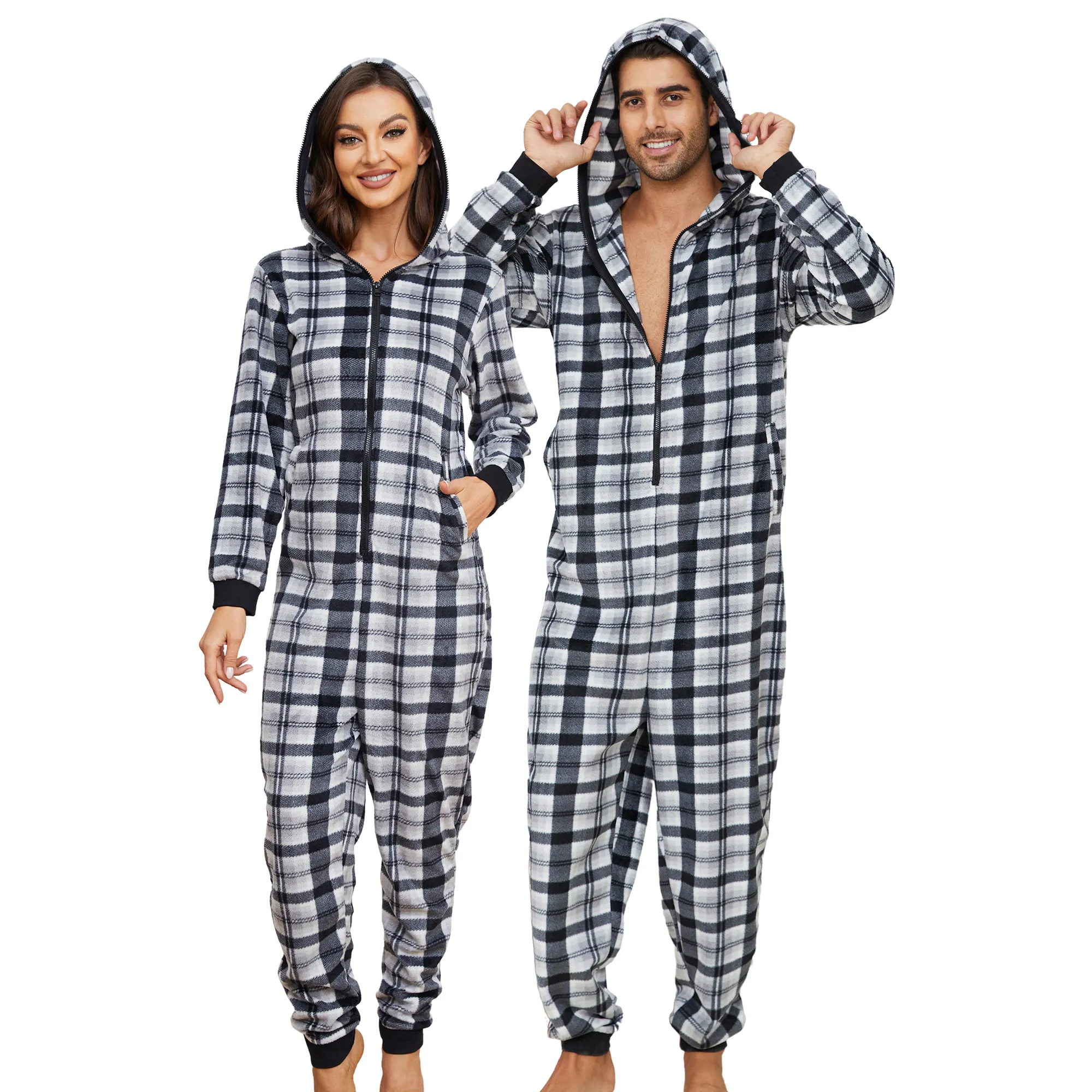 MQF Wholesales Custom useful Long Sleeve winter unisex adult onesie pajamas in winter