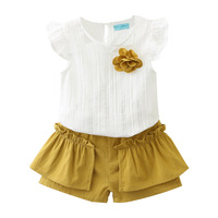Vêtements pour bébé fille, 2 pièces, tenues à volants, haut blanc + pantalon en jean déchiré pour filles