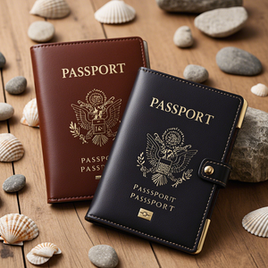 Funda protectora de piel auténtica para pasaporte de fabricante para hombre <span class=keywords><strong>Ridge</strong></span>, funda protectora para tarjetas, billeteras, funda delgada para libro y pasaporte - Product Image 1