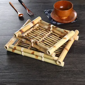 ถาดชาไม้ไผ่ธรรมชาติถาดอาหารไทยแบบสานด้วยมือถาดเสิร์ฟบาร์บีคิวไก่ทอด - Product Image 3