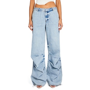 Jeans Casuales de Verano 2025, Estilo Nuevo, Holgados, 100% Algodón, Lavado Ácido Vintage, Pierna Ancha, Cintura Baja, para Mujer - Product Image 1