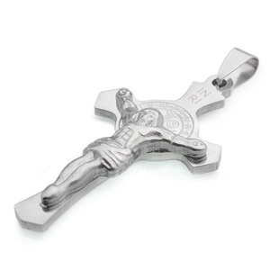 Colgante de <span class=keywords><strong>Cruz</strong></span> de <span class=keywords><strong>San</strong></span> <span class=keywords><strong>Benito</strong></span>, colgante de Color sin decoloración, acero inoxidable, St, <span class=keywords><strong>Benito</strong></span>, para fabricación de rosarios - Product Image 4