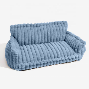 Sofá Cama grande para mascotas de interior, fondo antideslizante, lavable, cama calmante para perros y gatos, diseño rectangular de moda, mascota de felpa de piel sintética - Product Image 3