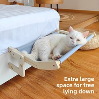 Hamac en bois pour chat – Lit suspendu universel quatre saisons pour animaux de compagnie avec imprimé vache laitière et motif écossais pour le bain de soleil sur le rebord de la fenêtre