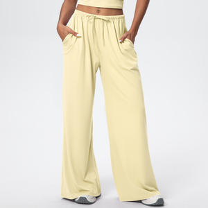 Pantalon de survêtement ample et décontracté avec cordon de serrage Pantalon à jambes larges Logo personnalisé Pantalon de <span class=keywords><strong>jogging</strong></span> en fil de nylon pour femmes en soie glacée - Product Image 6