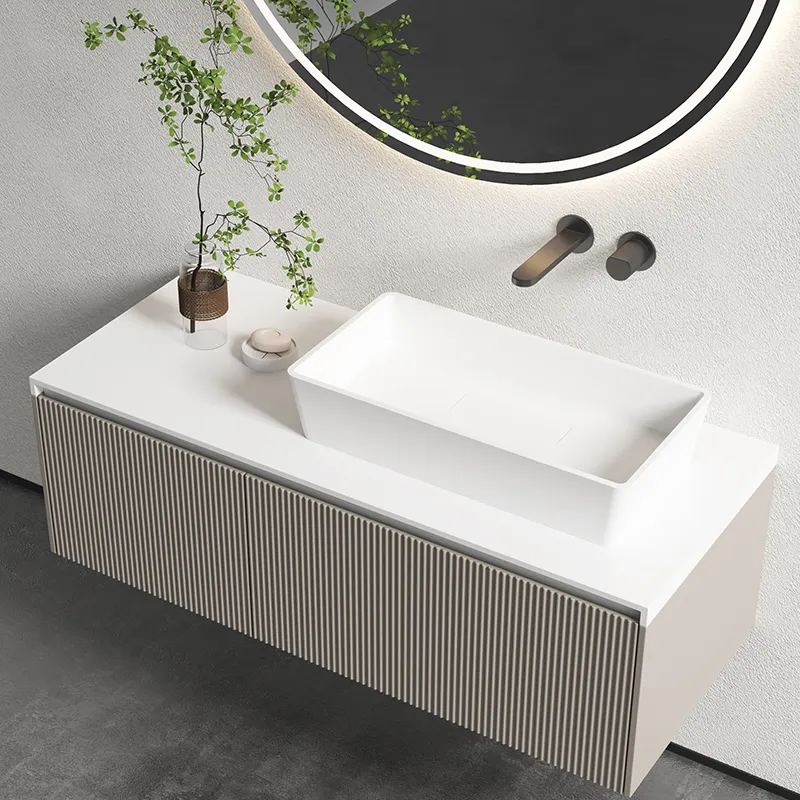 Yeni masa üstü banyo lavabo katı yüzey sayacı üst lavabo sıhhi tesisat akrilik reçine taş el lavabo