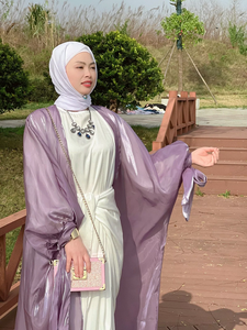 Yibaoli — robe musulmane <span class=keywords><strong>en</strong></span> satin et soie, abaya <span class=keywords><strong>en</strong></span> satin, modèle ouvert à la main, tenue de fête, nouveau design - Product Image 6