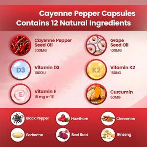 Cápsulas de Pimienta Cayena en Gel Suave, 240 Unidades, Apoya la Salud de las Venas, el Corazón y los Vasos Sanguíneos, con E D3+K2, Semilla de Uva, Espino Blanco, Remolacha y Berberina - Product Image 2