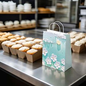 Bolsa de Papel Kraft Ecológica y Duradera, Biodegradable, para Panadería, Entrega de Comida, Mini Hamburguesas, Bolsa Redonda - Product Image 1