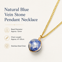Collier pendentif en sodalite naturelle enroulé sur fil, chaîne en acier inoxydable, or et argent, pour usage quotidien