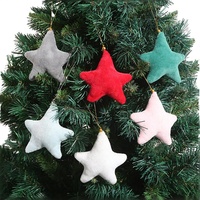 Weihnachtliche Samt-Stern-Dekorationen 10cm Geprägt für Weihnachtsbaum Kamin Silvester Feiertagsparty Stern-Christbaumkugeln