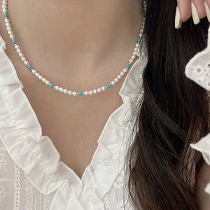 Ensemble de <span class=keywords><strong>bijoux</strong></span> de luxe légers et haut de gamme pour femmes, comprenant un fer à perles turquoise et un collier de perles pour la clavicule - Product Image 4