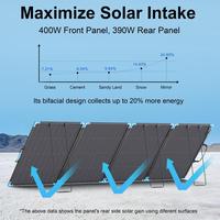 Panneau solaire bifacial ETFE 400W, dernière génération, panneaux solaires portables à cadre en aluminium pour le camping et les camping-cars