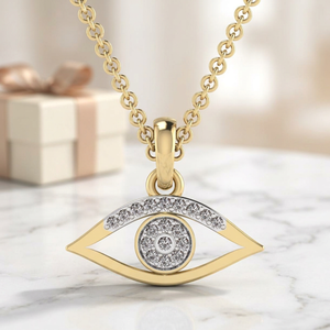 Collier pendentif œil porte-bonheur en or 18 carats plaqué or, diamants naturels taille brillant ronde, bijou religieux unisexe, cadeau - Product Image 3