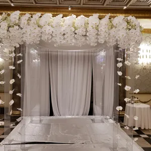Fiori di seta artificiale mandap bianco rosa baldacchino arco rotondo sfondo per decorazioni di scena di nozze