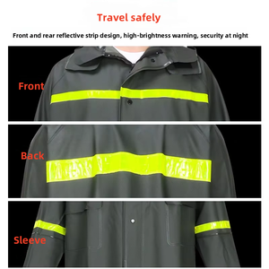 Vente en gros bon marché adulte PVC long poncho pour la pêche imperméable avec bandes réfléchissantes pour <span class=keywords><strong>patrouille</strong></span> de police - Product Image 5
