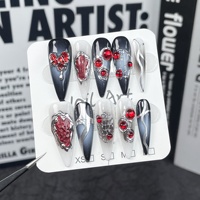Produits chauds 10 pièces gothique Y2K amande portable oeil de chat Punk métal Style fête ongle autocollant à la main presse sur les ongles