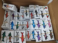 Autocollant en vinyle en forme de requin avec logo Jul, autocollant décoratif personnalisé, finition brillante