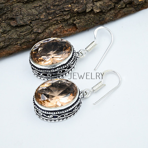 Pendiente de piedras preciosas de cuarzo Imperial, pendiente colgante para niñas, pendiente Vintage hecho a mano de alta calidad, joyería chapada en plata 925, MGLOT - Product Image 2