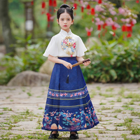 Costume d'été pour filles, style Tang à motif cheval, tenue chinoise antique, manches courtes fines, coupe classique