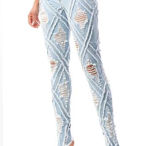 Fabricante de Ropa para Mujer, Pantalones Vaqueros Ajustados de Cintura Alta, Desgastados, Personalizados, para Mujer - Product Image 4