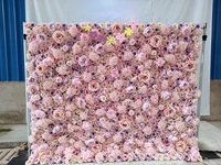 Mur de fleurs personnalisé P01 5D 3D blanc en tissu enroulable, décoration de mariage, panneau de fleurs artificielles en soie, toile de fond murale de fleurs