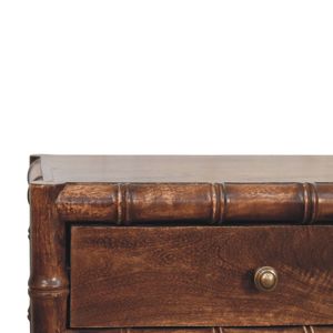 Comodino con Struttura in Legno Massello di Bambù e 2 Cassetti, Colore Marrone Mandorla Arrostita - Product Image 4