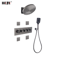 Système de douche pluie rond avec douchette murale en laiton au design moderne, certifié CE pour salle de bain d'hôtel