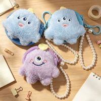 Porte-monnaie en peluche avec chaîne de perles, motif dessin animé mignon de petit monstre, idéal pour les cadeaux promotionnels et les fêtes, vente en gros