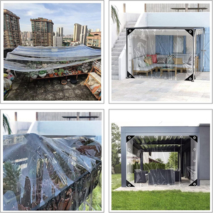 Bâche transparente en PVC vinyle robuste et imperméable <span class=keywords><strong>de</strong></span> 14 mil pour fenêtres <span class=keywords><strong>de</strong></span> véranda, auvents et tentures <span class=keywords><strong>de</strong></span> patio, avec œillets - Product Image 2