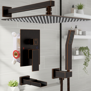 Maßgefertigtes ORB Ölbronze Unterputz-Duscharmatur-Set Quadratischer Regenduschkopf für Wandmontierte Badezimmer-Duschsysteme - Product Image 1
