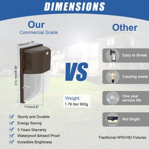 Lampe murale extérieure 30W 3600lm IP65 5000K, étanche, pour jardin, entrée de maison et villa, <span class=keywords><strong>terrasse</strong></span> et balcon, avec économie d'énergie - Product Image 3