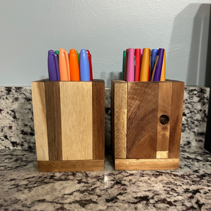 Juego de portalápices de madera de mango de 2 piezas, portalápices de pintura de color hecho a mano, portalápices rotuladores para el hogar y el escritorio de oficina 2025 - Product Image 1