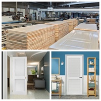 Porte intérieure à persiennes en bois massif blanc, ventilée, pour chambre à coucher, isolation phonique, porte intérieure à plat avec cadre