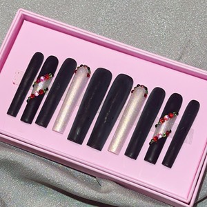 <span class=keywords><strong>Uñas</strong></span> Postizas de Acrílico Grueso Hechas a Mano con Pedrería, Impresión de Lujo - Product Image 3
