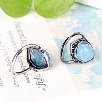 Bagues en Aigue-marine Naturelle en Gros, Pierres de Guérison en Cristal, Bagues Ajustables pour Cadeau de Mariage