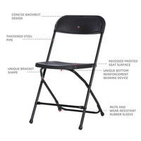 Vente en gros de tables pliantes en plastique de haute qualité de 6 pieds pour événements chaise pliante en plastique pour l'extérieur