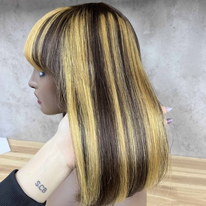 Wholesale Brazilian Remy Human Hair Dark Color Straight Fringe <b>Bob</b> <b>Wig</b> Short 12-Inch - Product Image 6