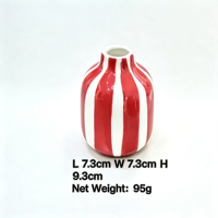 Vase de table en céramique Fanhua Huijin, motif losanges bleus scandinaves et pois, cuit à haute température (1300°C), modèle 9,3 cm x 7,3 cm