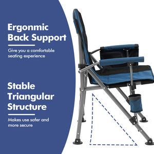 كرسي تخييم KingGear شديد التحمل للنزهات الخارجية، بسعة 350 رطلاً، وظهر مرتفع، ومسند ذراع مبطن، قابل للطي مع حامل أكواب - Product Image 3