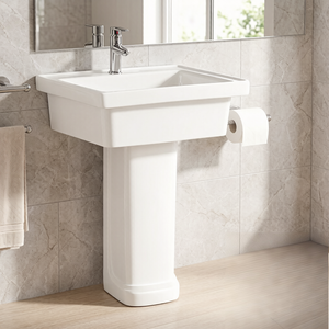 Lavabo Cuadrado de Cerámica Blanco Moderno al por Mayor de Fábrica, Fácil de Limpiar, Sanitario, para Baño, Hotel, Lavandería - Product Image 2