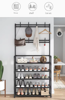 Porte-manteau et porte-chaussures pliant en métal sur pied, personnalisé 2024, pour chambre et dortoir, avec crochets, le plus vendu