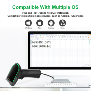 Pemindai kode QR otomatis berkabel USB 2D genggam pembaca kode <span class=keywords><strong>Bar</strong></span> matriks Data PDF417 untuk pembayaran seluler - Product Image 5