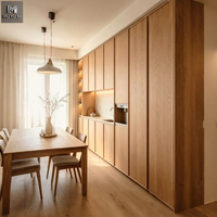 Ensemble d'armoires de cuisine modernes en bois massif à grain de bois, multifonctionnelles et personnalisables, de style Shaker, de haute qualité, en bois complet