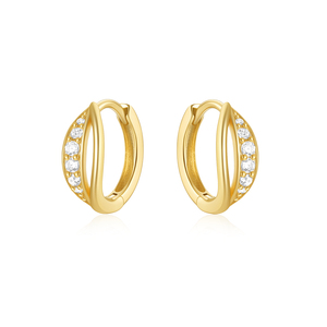 Nuevos Pendientes de Aro de Plata S925 con Circonitas Blancas en Forma de Hoja y Letras Doradas para Uso Diario para Mujer - Product Image 2