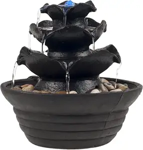 Resin Modern Abstract Water Fountain Small For Living Room; Table Top Feng Shui Fountain Decoration