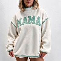 Sweat-shirts à col montant pour femmes en polaire sherpa, avec impression de lettres en relief, coupe décontractée, style urbain, respirant, toutes saisons