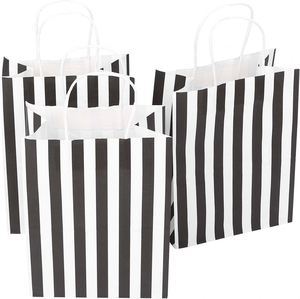 Custom Ruihe Brand Black White Striped Recycled Kraft <b>Paper</b> Bag Handles for Christmas Party Favors Shopping Goodie Flexographic - Product Image 1