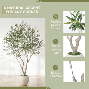 Albero di <span class=keywords><strong>Ulivo</strong></span> con Vaso <span class=keywords><strong>Bianco</strong></span>, Piante Verdi Artificiali per Decorazioni Natalizie, Facili da Mantenere, per Interni ed Esterni - Product Image 5