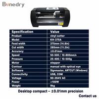 Découpeuse de vinyle de bureau à presse thermique KH-375A 14 pouces 375 mm, alimentation manuelle, découpe de contour, moteur pas à pas, Signmaster pour autocollants, décalcomanies, HTV